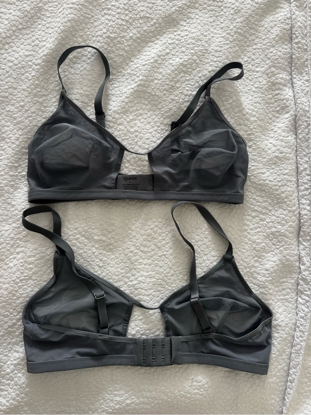 Quince Grey Sheer Mesh Wireless Bralette - Set of 2 - NEW in package